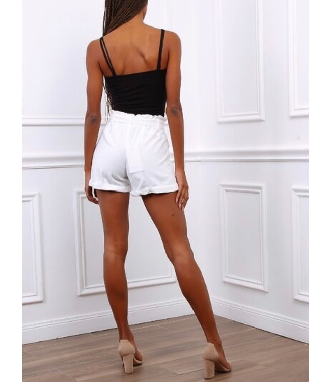 Denim Bow Short / White