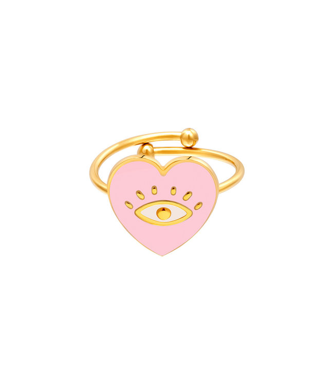 Eye in Heart Ring / Pink