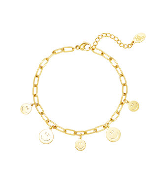 Gold Full of Smileys Bracelet