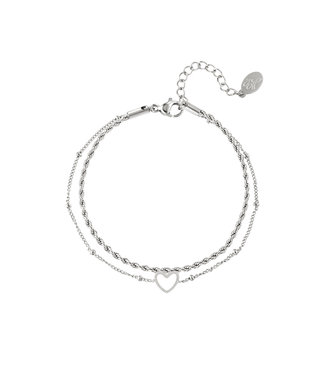 Silver Double Open Heart Bracelet