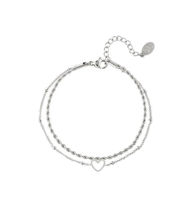 Silver Double Open Heart Bracelet