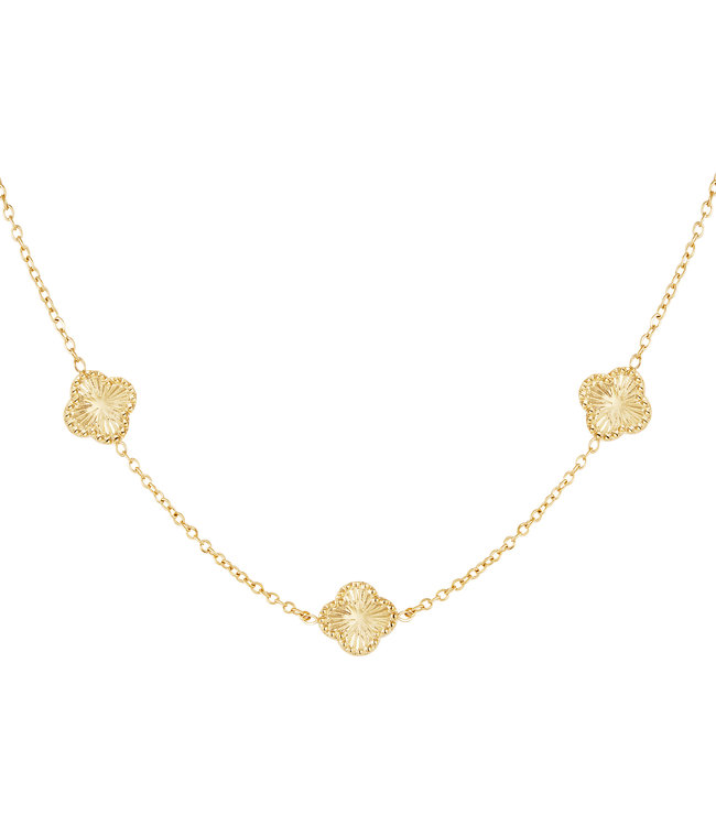 Gold Textured Clovers Necklace