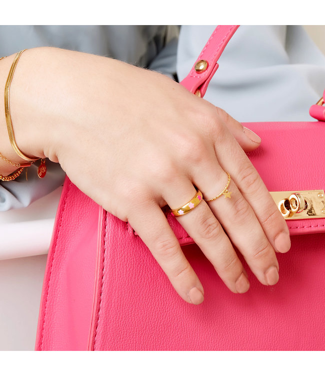 Colored Stars Ring / Pink