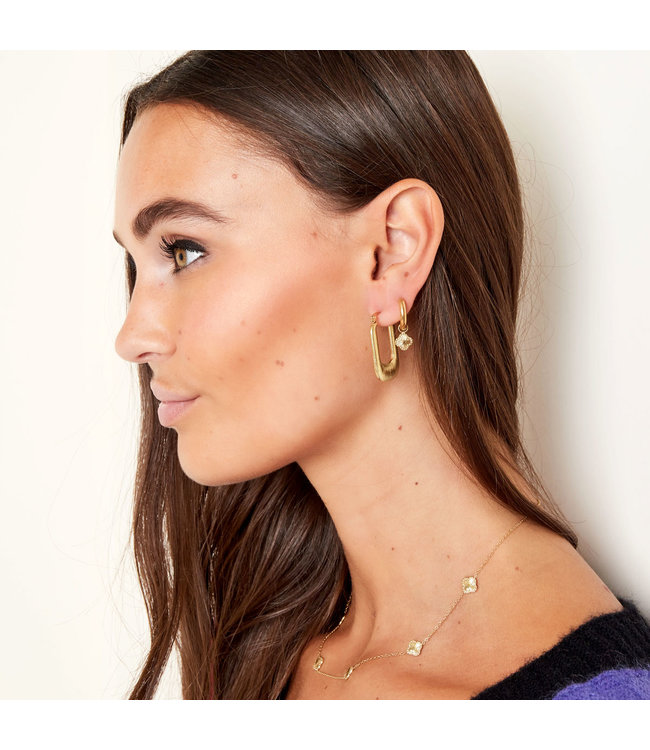 Gold Textured Clovers Earrings
