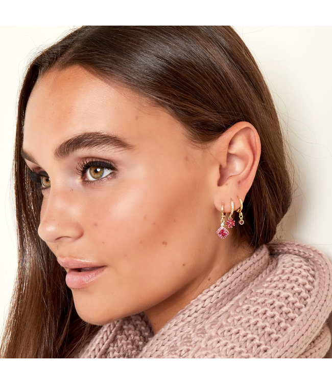 Shiny Stone Earrings / Fuchsia