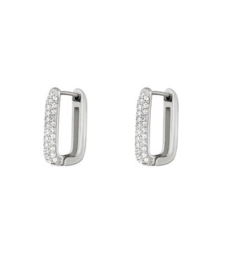 Silver Rectangle Shimmer Earrings / Large