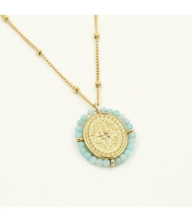 North Star Creole Necklace / Mint
