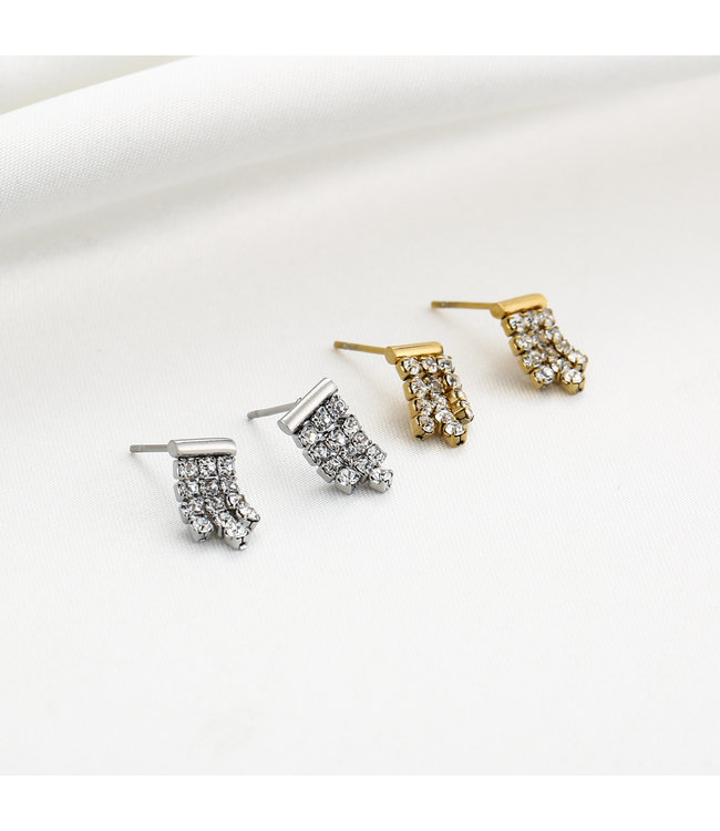 Gold Strass Stud Earrings