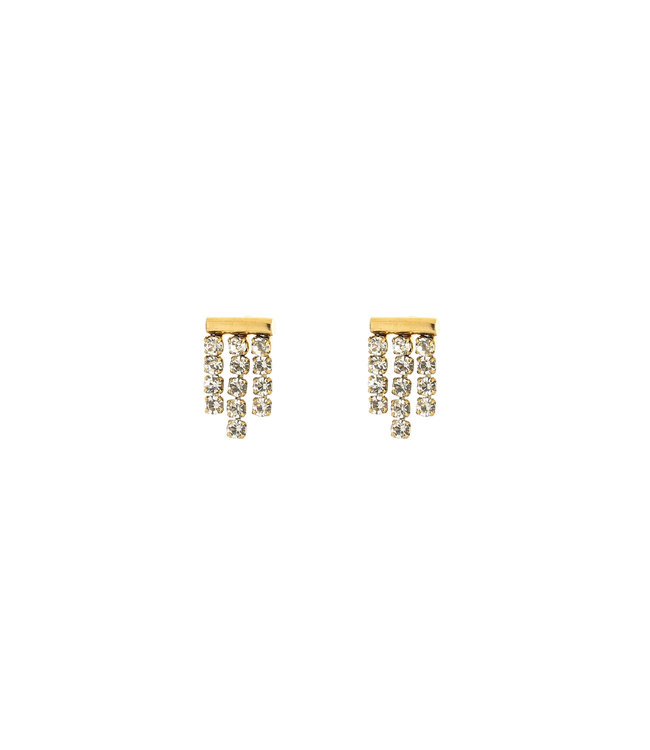 Gold Strass Stud Earrings