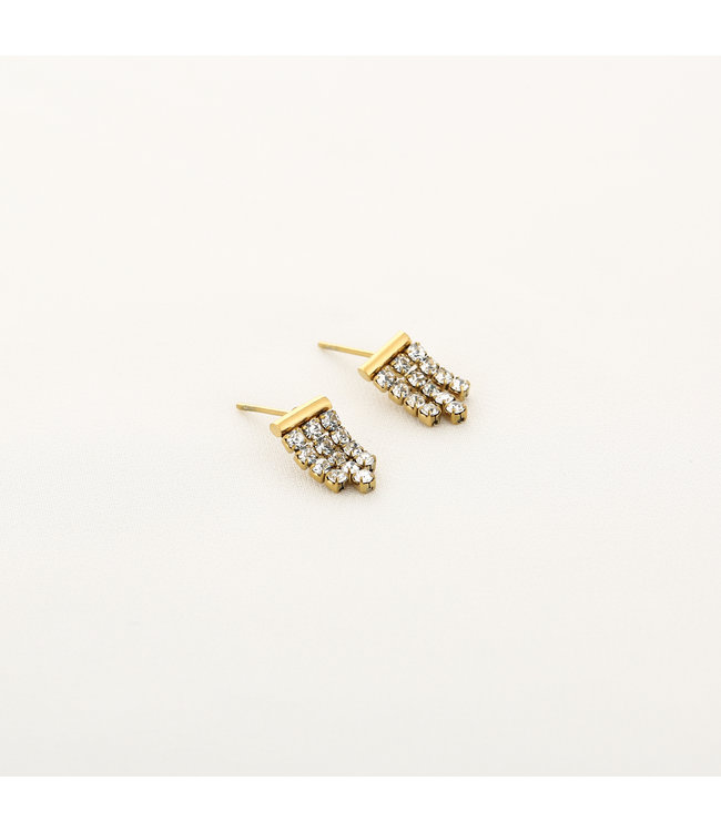 Gold Strass Stud Earrings