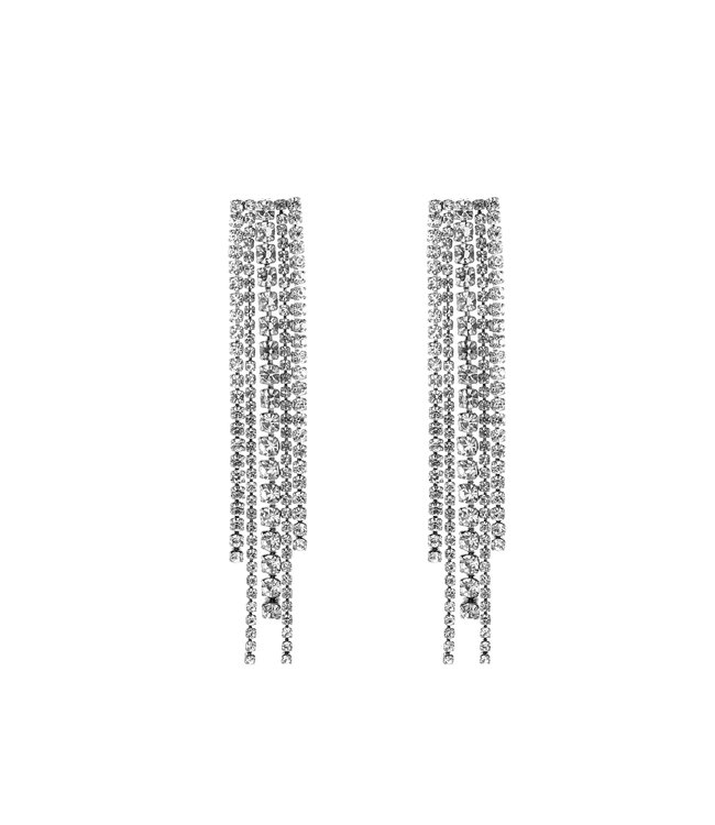 Silver Statement Strass Earrings