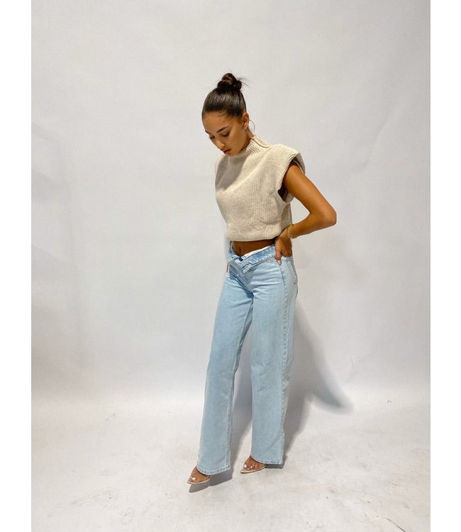 Knit Turtleneck Top / Beige