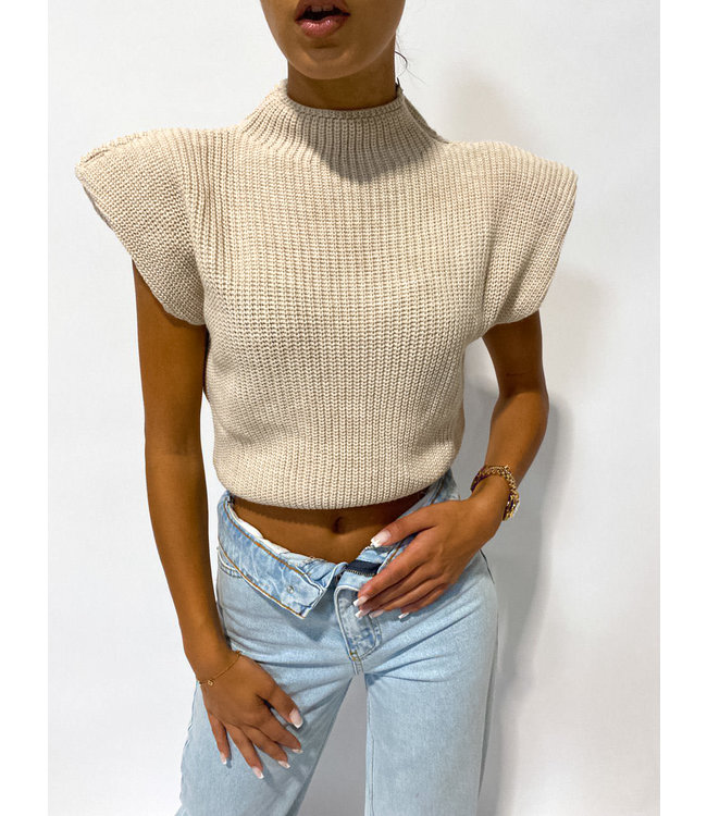 Knit Turtleneck Top / Beige