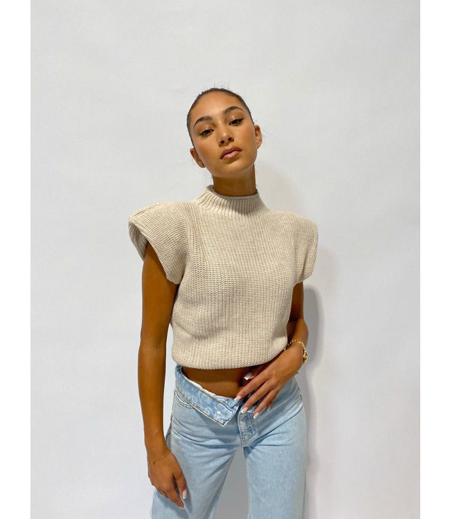 Knit Turtleneck Top / Beige