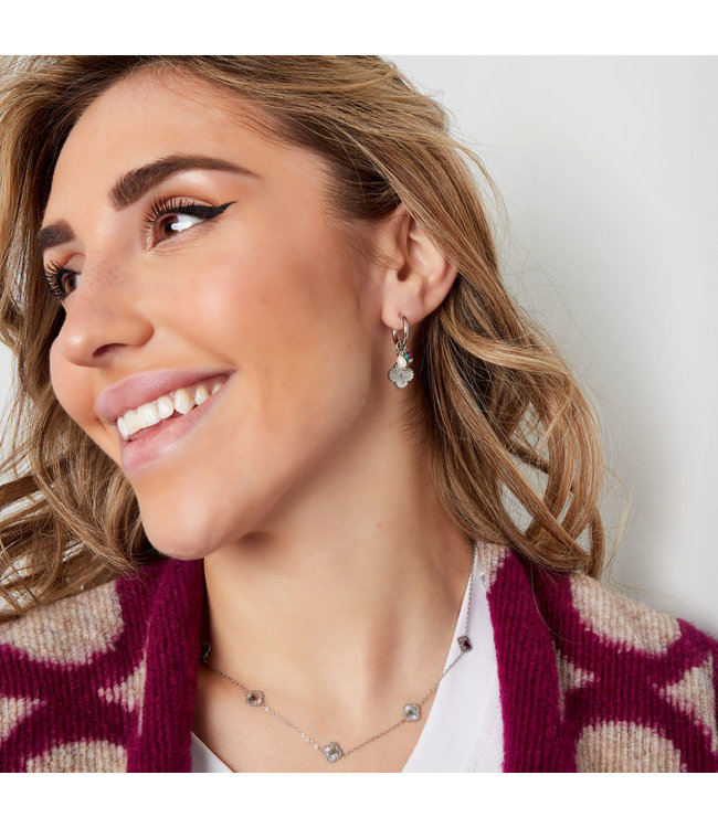 Mixed Beads Clover Earrings