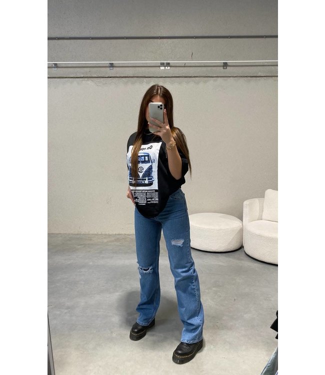 Cut Out Straight Jeans