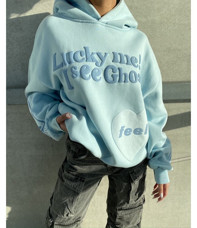 Lucky Me Ghost Hoodie / Light Blue