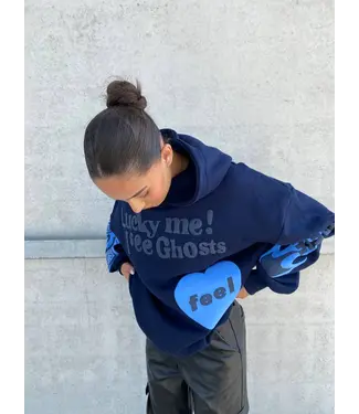 Lucky Me Ghost Hoodie / Navy Blue