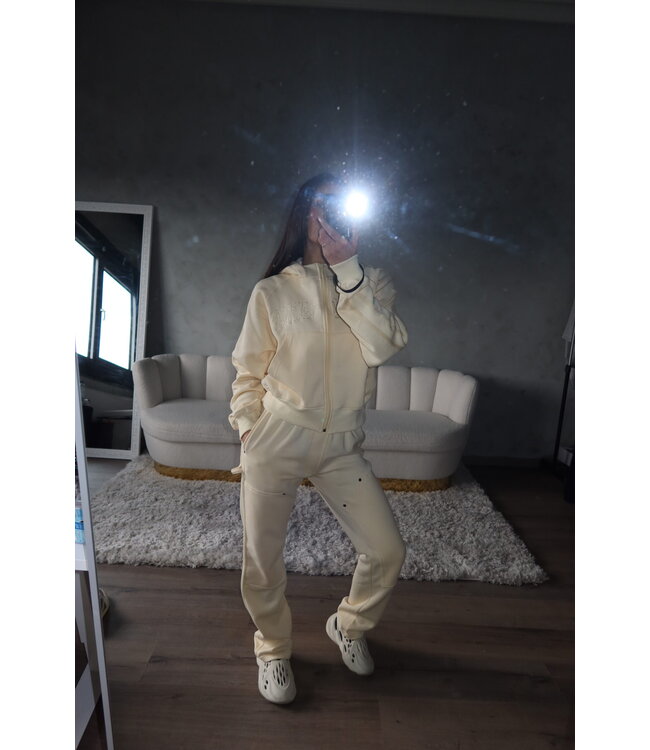 Premium Paneled Tracksuit / Light Yellow