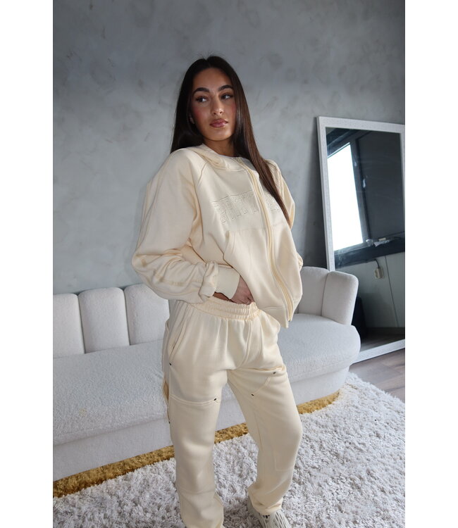 Premium Paneled Tracksuit / Light Yellow