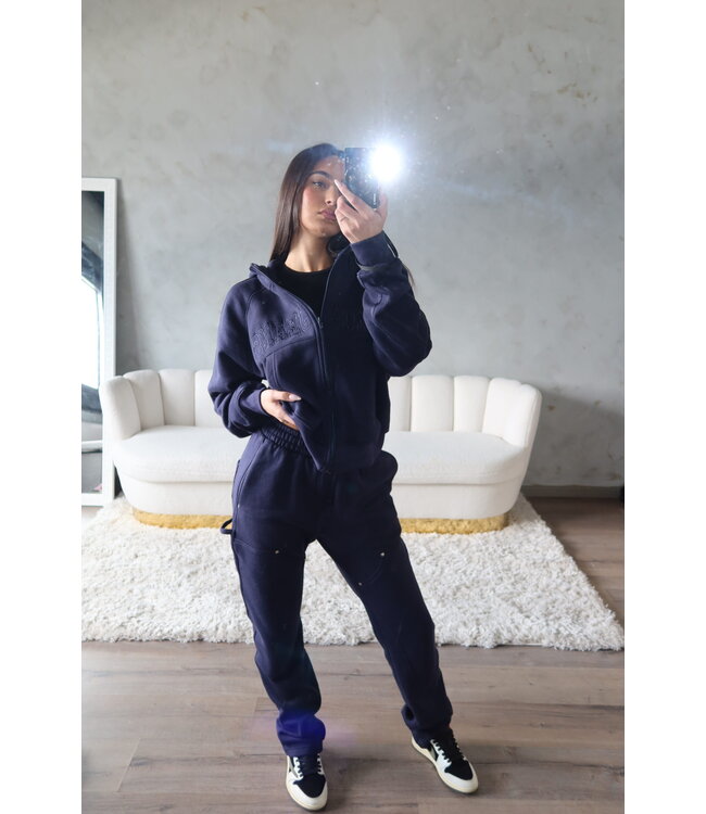 Premium Paneled Tracksuit / Navy Blue