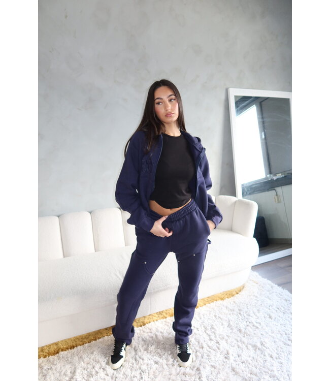 Premium Paneled Tracksuit / Navy Blue