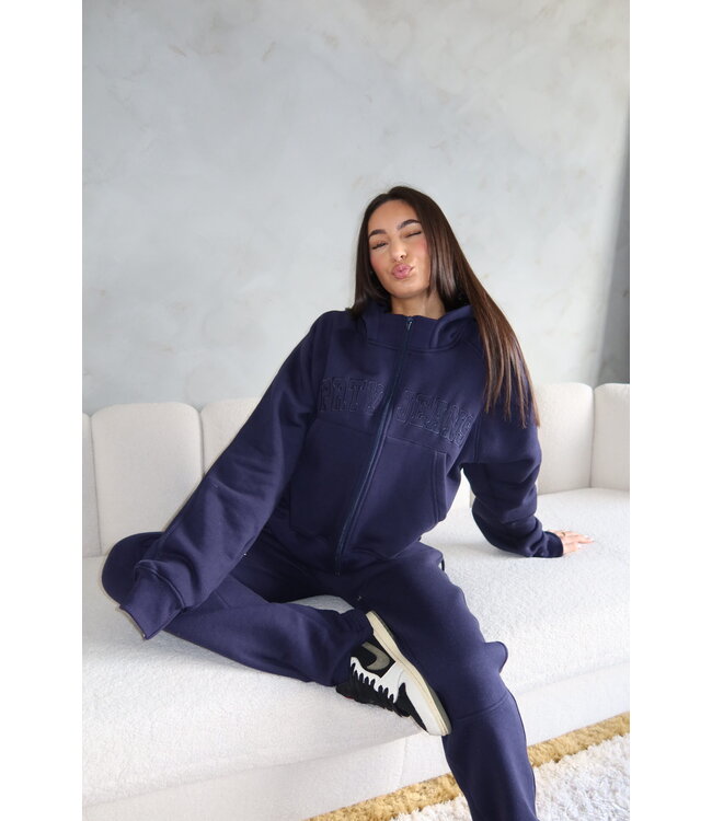 Premium Paneled Tracksuit / Navy Blue