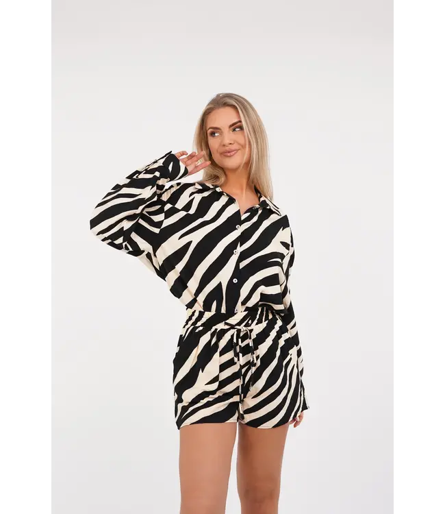 Zebra Printed Blouse / Black