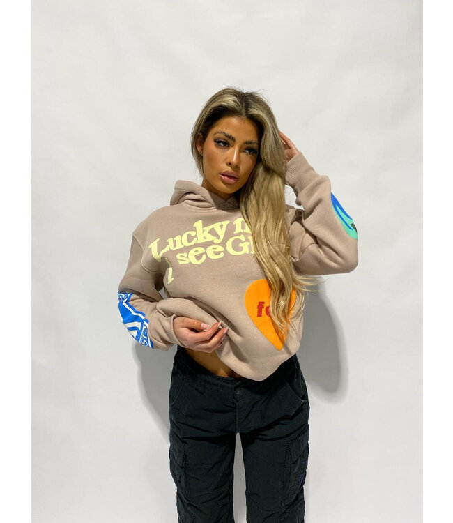 Lucky Me Ghost Hoodie / Beige