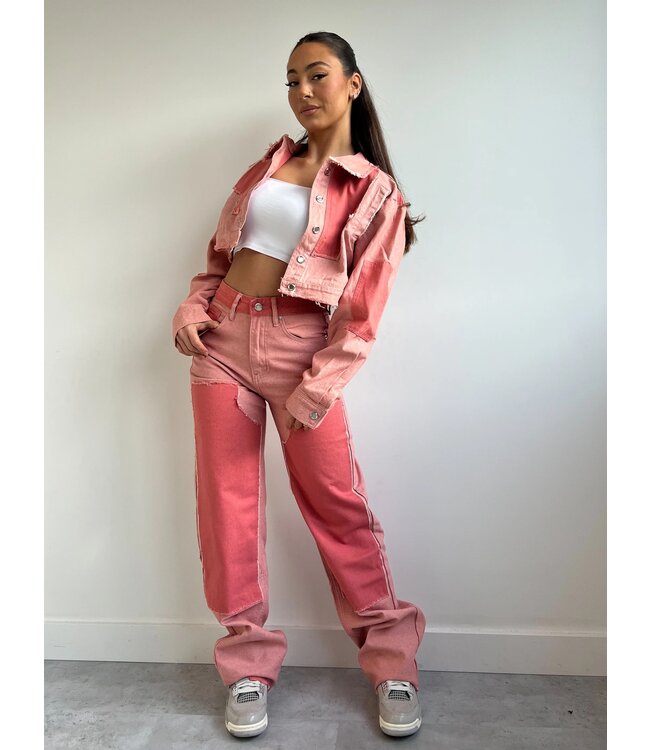 Destroyed Denim Jeans / Coral Pink