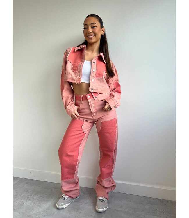 Destroyed Denim Jeans / Coral Pink