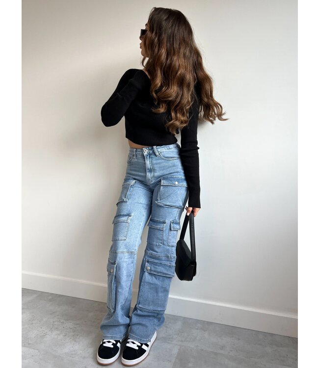 Denim Cargo Jeans