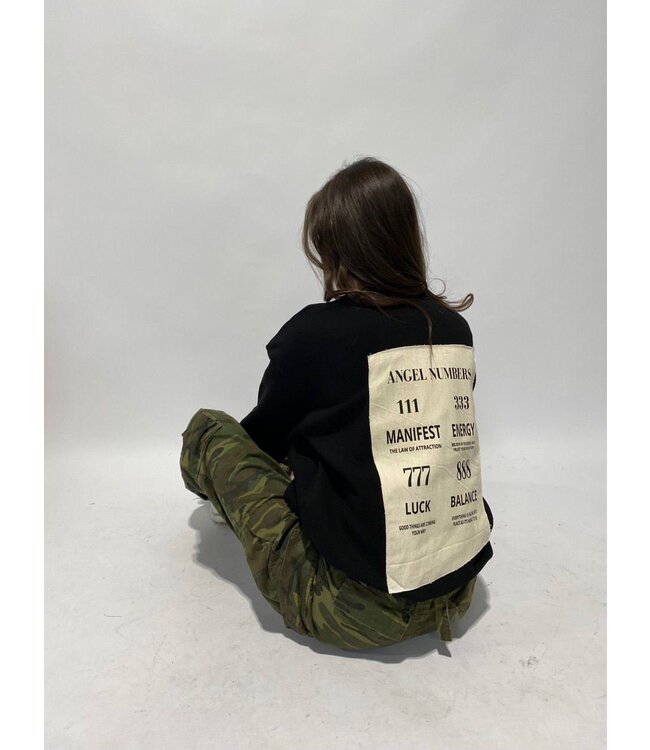 Angel Numbers Vintage Sweater / Black