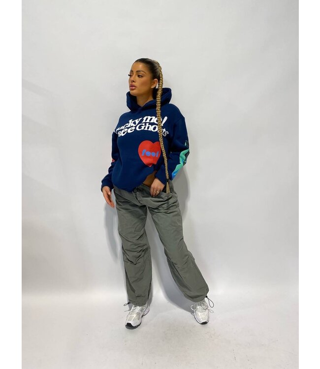 Lucky Me Ghost Hoodie / Navy Blue