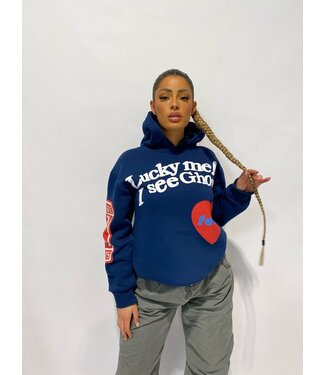 Lucky Me Ghost Hoodie / Navy Blue