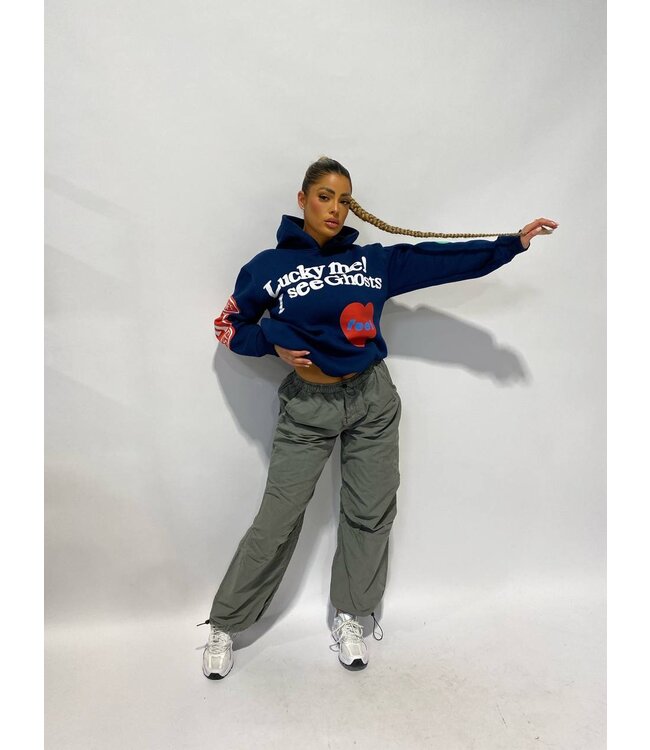 Lucky Me Ghost Hoodie / Navy Blue