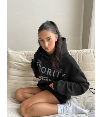 Priority Rhinestone Hoodie / Black