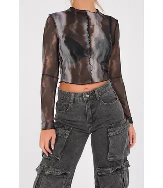 Mesh Tie-Dye Top