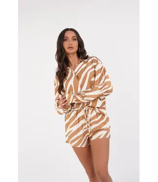 Zebra Printed Blouse / Camel