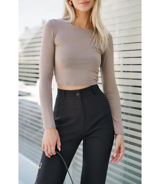 Longsleeve Crop Top / Taupe