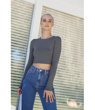 Longsleeve Crop Top / Dark Grey
