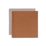 Jollein // Hydrofiele doeken bamboe - Large 115x115 - Caramel/Grey | 2-pack