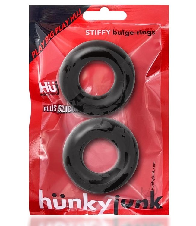 Huj Industries Hunkyjunk, Silicone Stiffy Bulge Rings , 2 Pack, Black