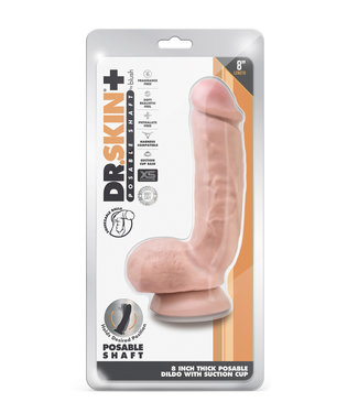 Blush DR. SKIN PLUS 8 INCH THICK POSEABLE DILDO WITH SQUEEZABLE BALLS VANILLA