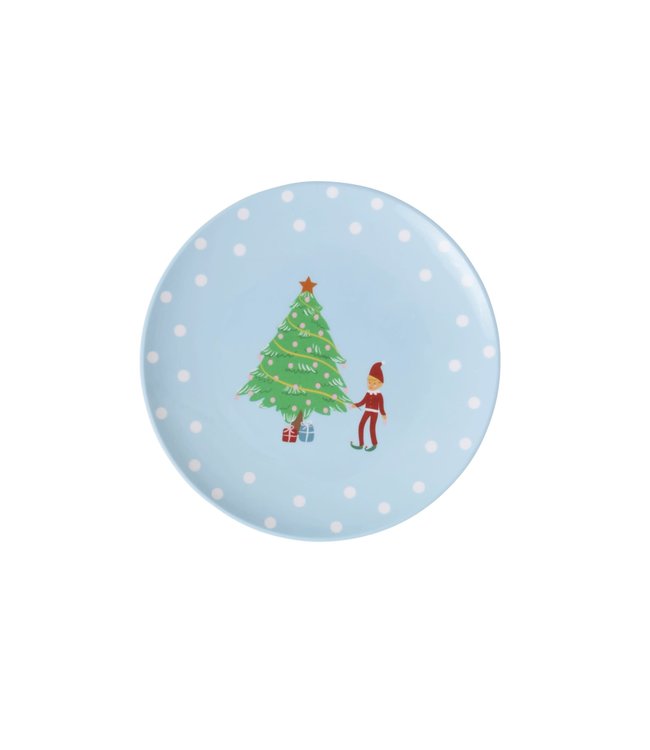 Rice Dessert Plate X Mas Elf Print