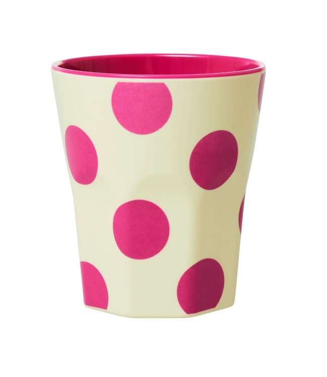 Rice Cup  Creme Fuchsia Dots Jumbo