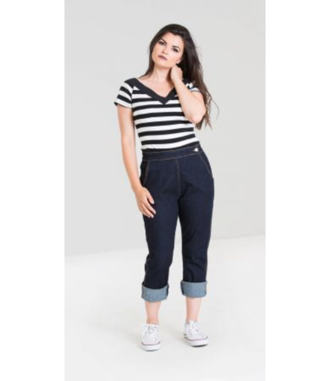 Hell Bunny Charlie Denim Capri Navy