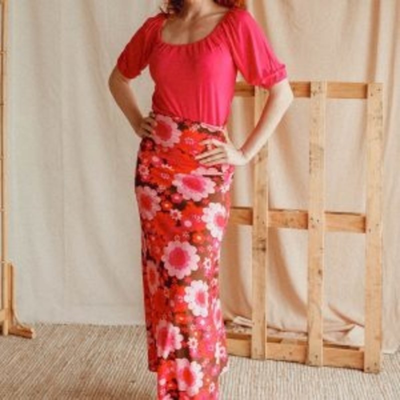 Long Skirt Troela Green & Pink