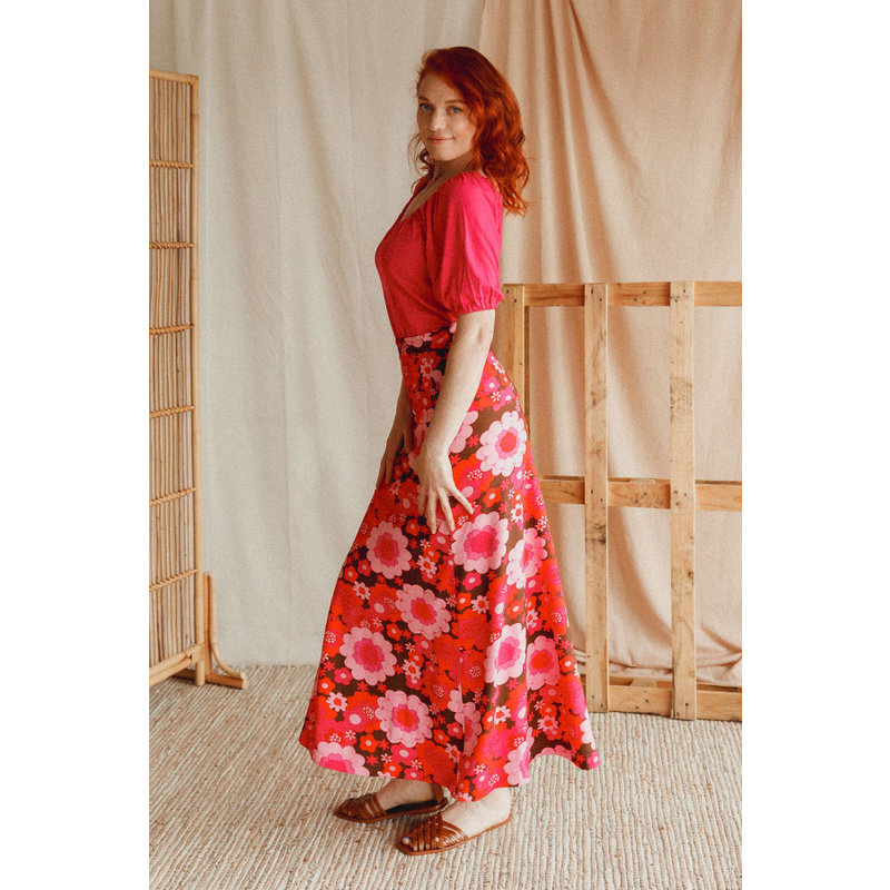 Long Skirt Troela Green & Pink