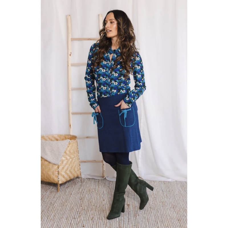 Button Shirt Tropical Forest Blue
